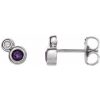 Platinum 3 mm Natural Amethyst & .03 CTW Natural Diamond Earrings