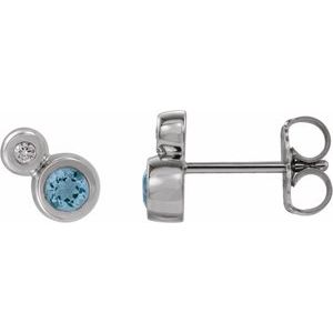 Natural Aquamarine And .06 Ctw Natural Diamond Earrings