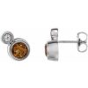 14K White 3 mm Natural Citrine & .03 CTW Natural Diamond Earrings