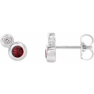 Natural Mozambique Garnet And .03 Ctw Natural Diamond Earrings