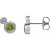 Sterling Silver 3 mm Natural Peridot & .03 CTW Natural Diamond Earrings