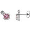 14K White 3 mm Natural Pink Tourmaline & .03 CTW Natural Diamond Earrings