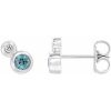 Sterling Silver 3 mm Natural Blue Zircon & .03 CTW Natural Diamond Earrings