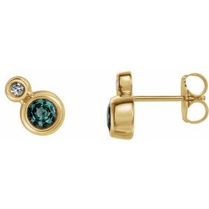 Lab-Grown Alexandrite And .03 Ctw Natural Diamond Earrings