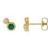 14K Yellow 4 mm Lab-Grown Emerald & .06 CTW Natural Diamond Earrings