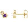 14K Yellow 5 mm Natural Amethyst & 1/8 CTW Natural Diamond Earrings