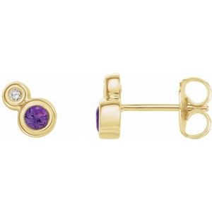 Natural Amethyst And .03 Ctw Natural Diamond Earrings