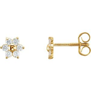 Youth Cz Flower Earrings With Back