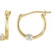 14K Yellow Imitation White Cubic Zirconia 10.5 mm Hoop Earrings