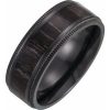 Coin-Edge Comfort-Fit Band With Oak Wood Inlay