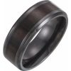 Black Titanium 8 mm Beveled-Edge Band with Wood Inlay Size 11