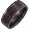 Beveled-Edge Comfort-Fit Band With Ebony Wood Inlay