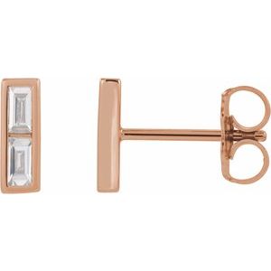 1/4 Ctw Natural Diamond Bar Earrings With Backs