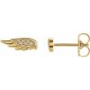 14K Yellow .03 CTW Natural Diamond Angel Wing Earrings