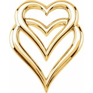 14K Yellow Double Heart Slide Pendant