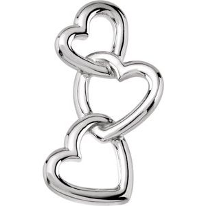 14K White Interlocking Hearts Pendant