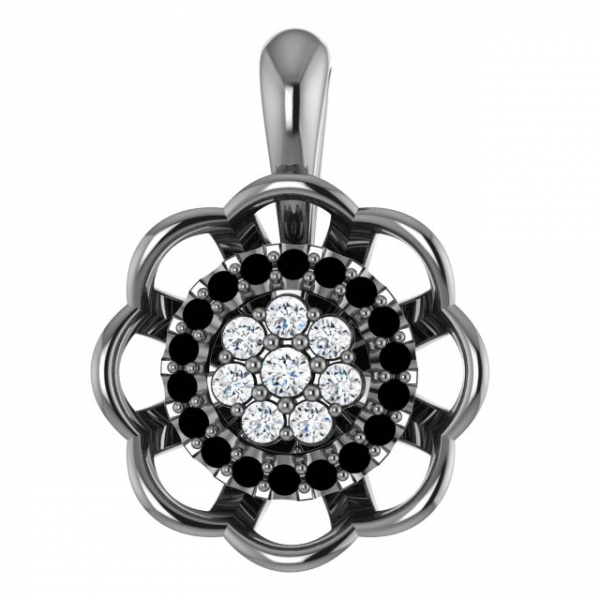 1/6 Ctw Natural Diamond And Natural Ruby Halo-Style Cluster Pendant