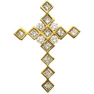 14K Yellow 2/3 CTW Natural Diamond Cross Pendant