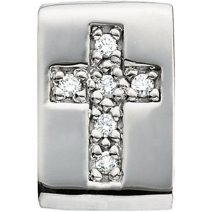 14K White 1/10 CTW Natural Diamond Cross Slide Pendant