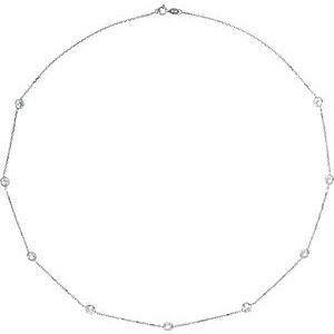 14K White 4 mm Round Imitation White Cubic Zirconia 9-Station 18″ Necklace