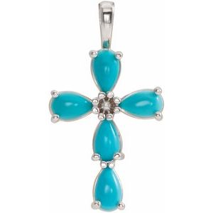 Natural Cabochon Turquoise Cross Pendant