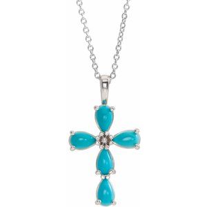 Natural Cabochon Turquoise Cross Necklace