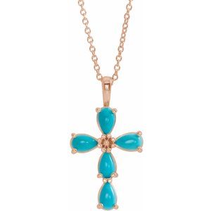 Natural Cabochon Turquoise Cross Necklace