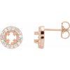 14K Rose 4 mm Round 1/6 CTW Natural Diamond Halo-Style Semi-Set Earrings