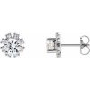 14K White Natural White Sapphire & 1/5 CTW Natural Diamond Earrings