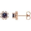 14K Rose Lab-Grown Alexandrite & 1/5 CTW Natural Diamond Earrings