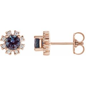 Lab-Grown Alexandrite And 1/2 Ctw Natural Diamond Earrings