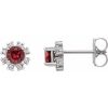 Platinum Lab-Grown Ruby & .06 CTW Natural Diamond Earrings