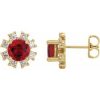 14K Yellow Natural Ruby & .06 CTW Natural Diamond Earrings