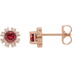 Lab-Grown Ruby And 1/5 Ctw Natural Diamond Earrings