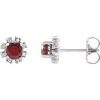 Platinum Natural Mozambique Garnet & 1/2 CTW Natural Diamond Earrings