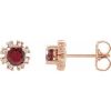 14K Rose Natural Mozambique Garnet & 1/2 CTW Natural Diamond Earrings