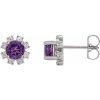 Sterling Silver Natural Amethyst & 1/2 CTW Natural Diamond Earrings