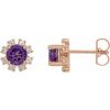 14K Rose Natural Amethyst & 1/2 CTW Natural Diamond Earrings