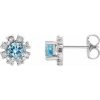 Sterling Silver Natural Aquamarine & .06 CTW Natural Diamond Earrings