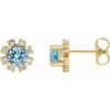 14K Yellow Natural Aquamarine & 1/5 CTW Natural Diamond Earrings