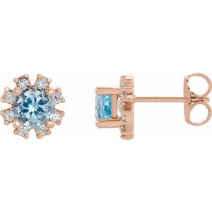 Natural Aquamarine And 1/2 Ctw Natural Diamond Earrings