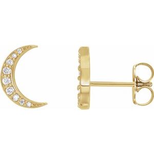 1/10 Ctw Natural Diamond Crescent Moon Stud Earrings