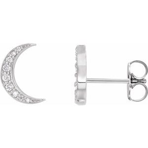 1/10 Ctw Natural Diamond Crescent Moon Stud Earrings