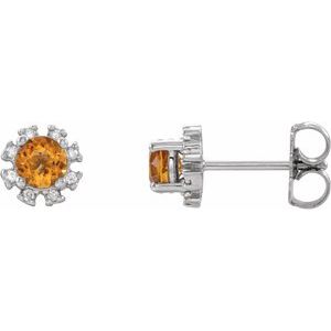 Natural Citrine And 1/5 Ctw Natural Diamond Earrings