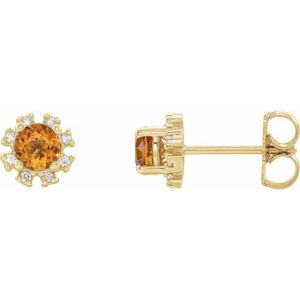 Natural Citrine And 1/5 Ctw Natural Diamond Earrings