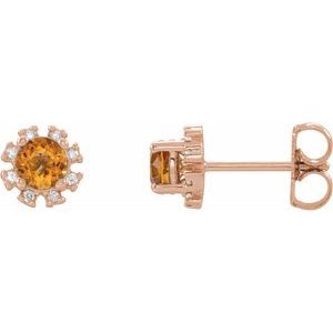 Natural Citrine And 1/5 Ctw Natural Diamond Earrings