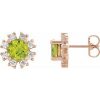 14K Rose Natural Peridot & 1/2 CTW Natural Diamond Earrings