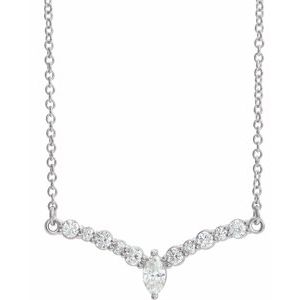 Platinum 1/3 CTW Natural Diamond 16″ “V” Necklace