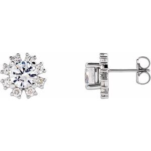 Natural White Sapphire And 1/2 Ctw Natural Diamond Earrings