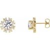 14K Yellow Natural White Sapphire & 1/2 CTW Natural Diamond Earrings